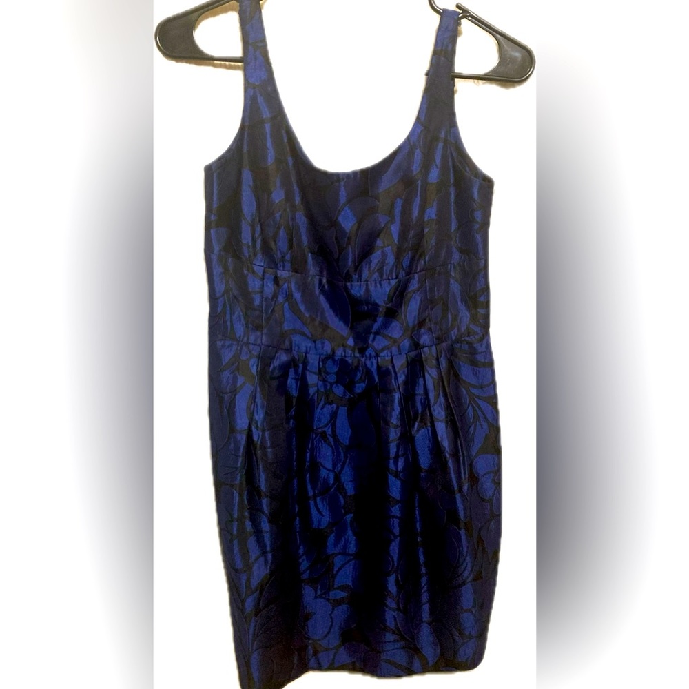 CMV Carmen Marc Valvo Brocade Jacquard dress blue black print